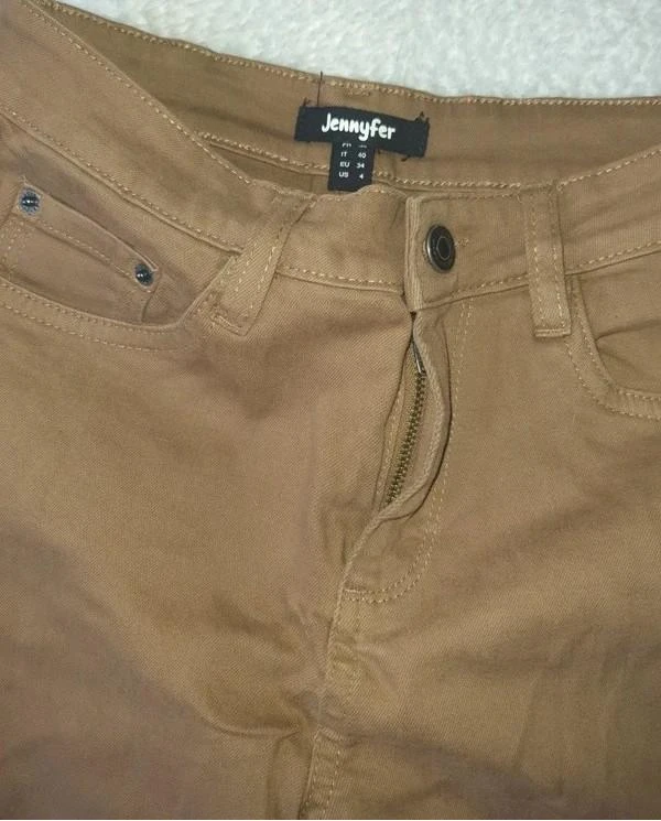 Calça slim bege/marrom com zíper Jennyfer tamanho 36 - P – photo 4